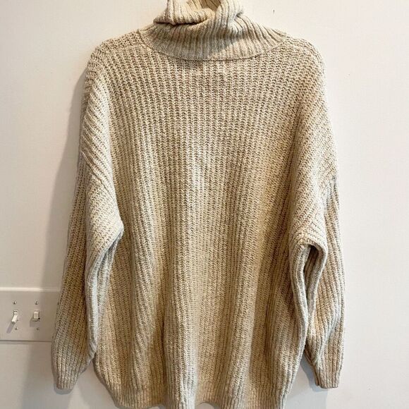 Old Navy Women Beige Sweater 2X Tunic Knit Turtleneck Classic Neutral Thick - Picture 5 of 11